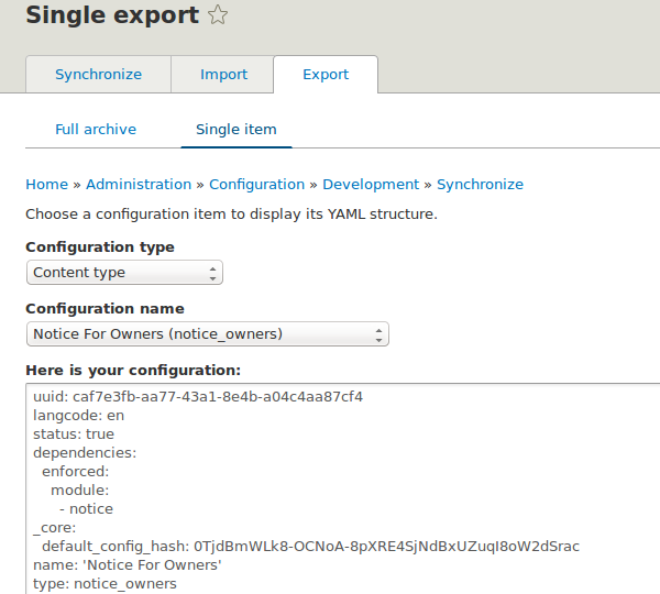 New features in D8 - configuration single export