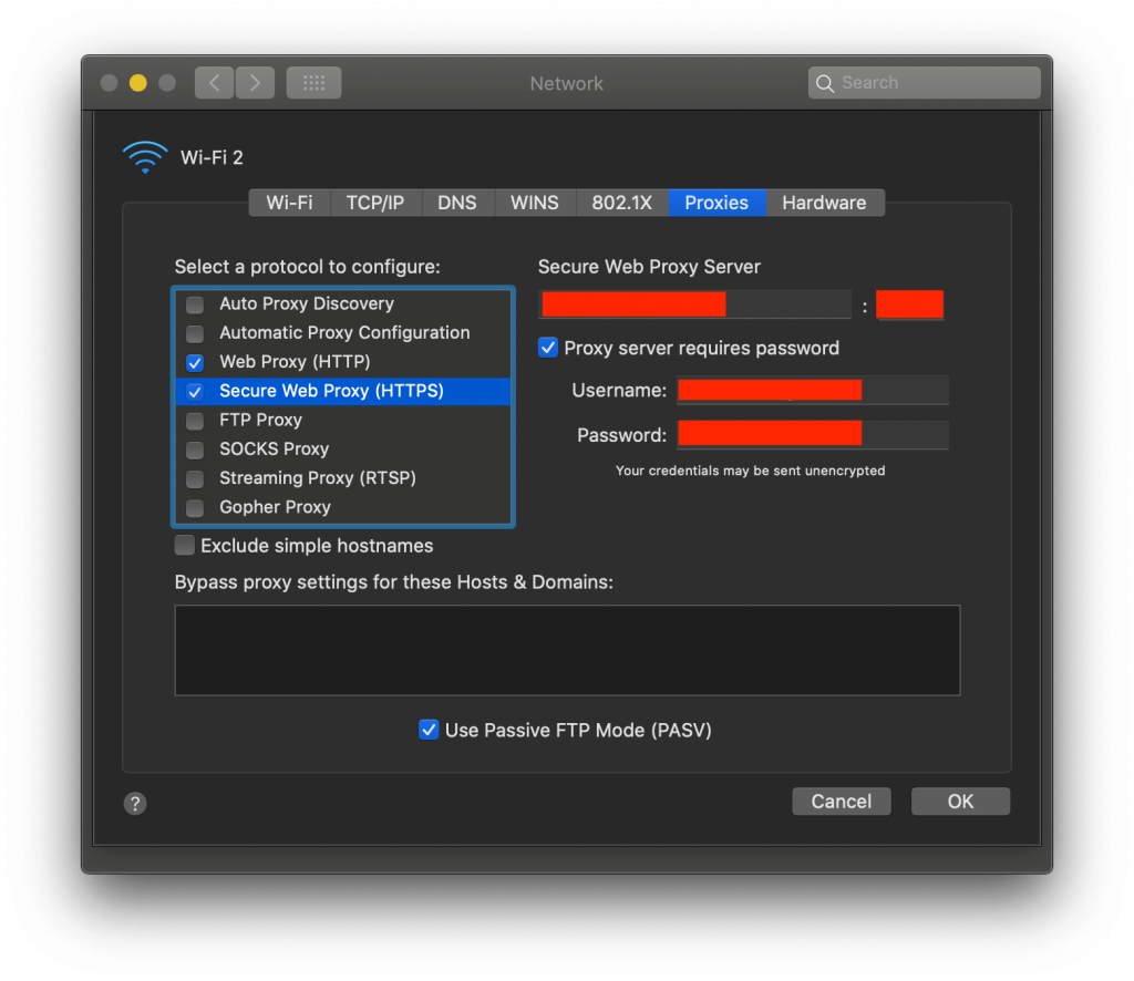 Adding network proxy in Mac