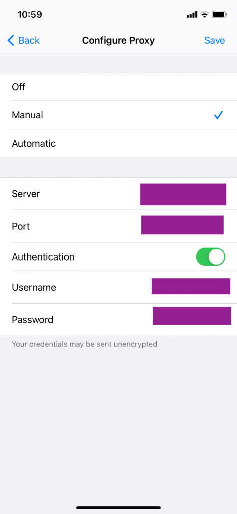 Configure proxy option in iPhone