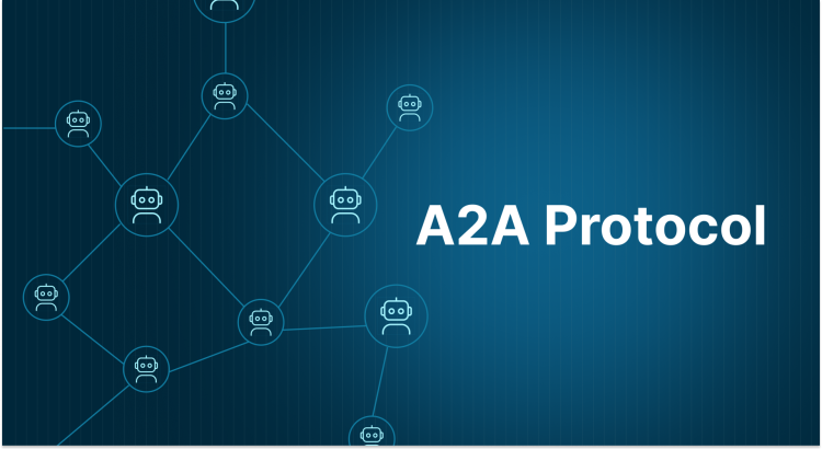 Abstract illustration representing AI agents collaborating with the help of Agent-to-Agent (A2A) protocol.